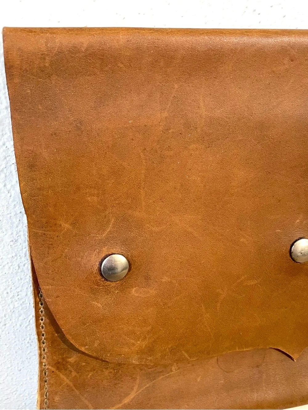 Brown Distressed Leather Clutch Bag Envelope Western Boho Minimalist Purse Case